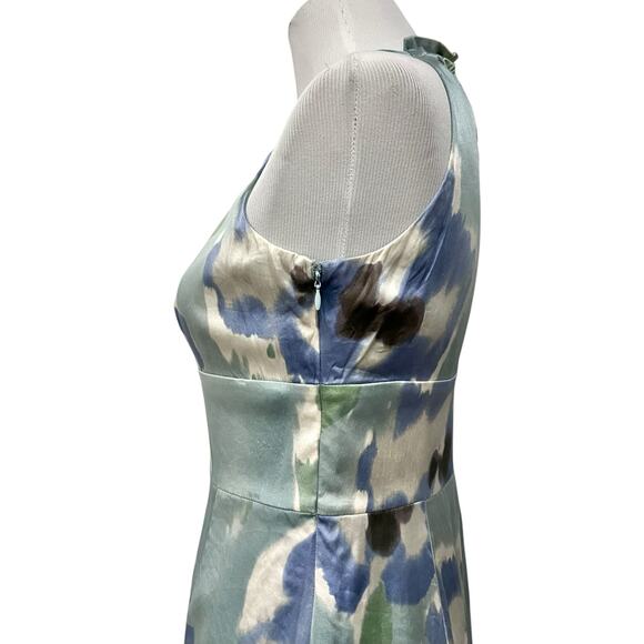 Ann Taylor Silk Dress Watercolor Floral Halter Sleeveless Sheath sz 4 Petite - Picture 4 of 9